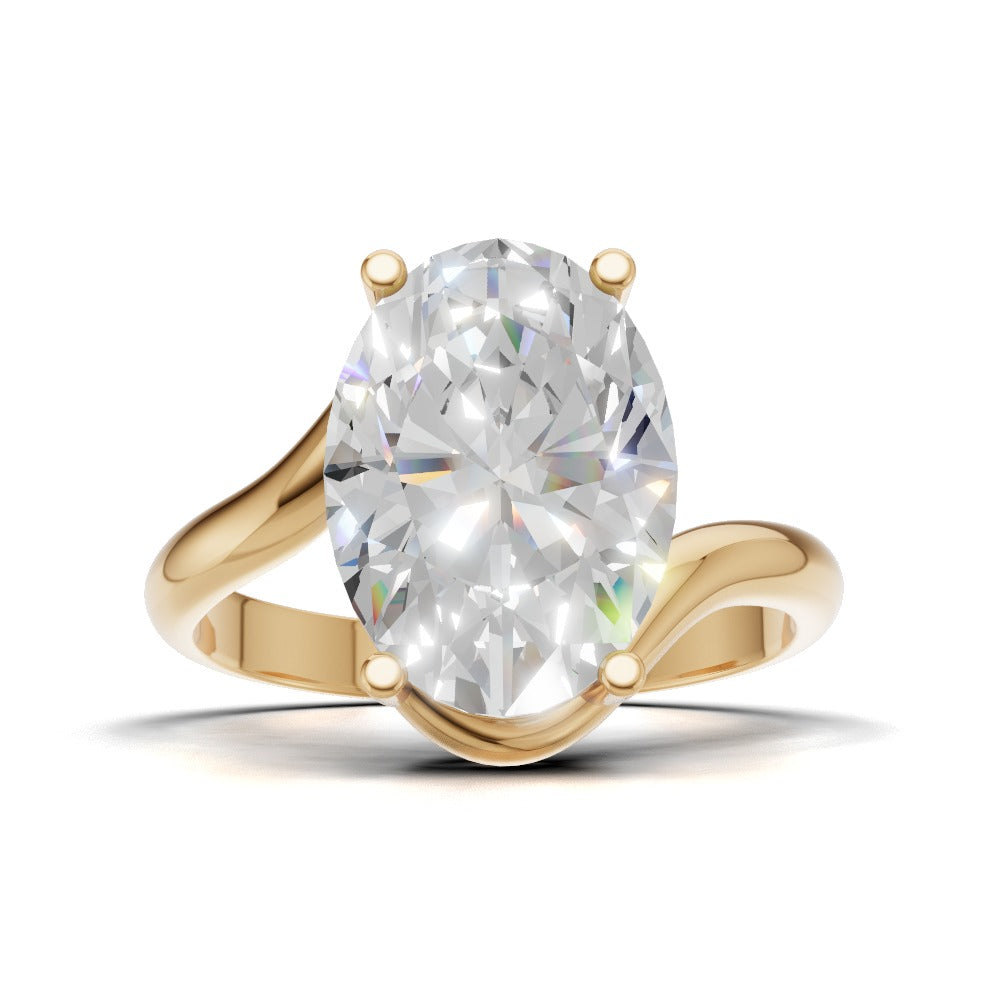 Meandro, 3ct oval lab grown diamond engagement ring, Bypass, 18K yellow gold - view 4