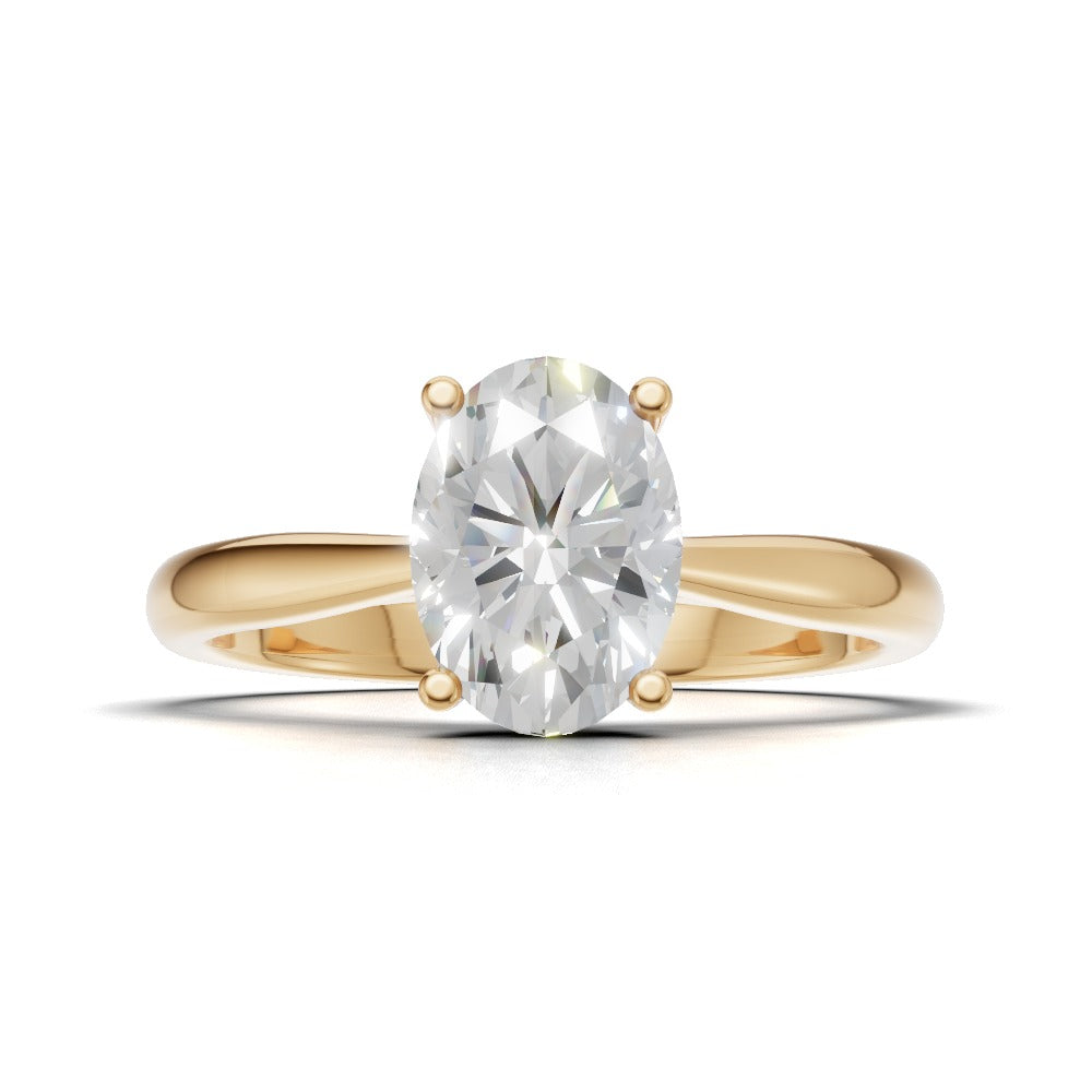 Volta, 1ct oval lab grown diamond engagement ring, Cathedral Hidden Halo Bridge, 18K yellow gold - view 4