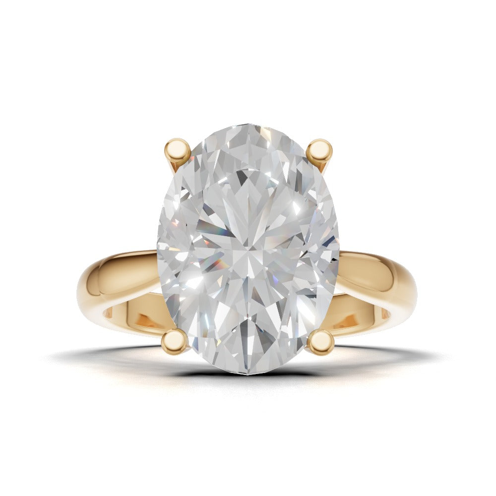 Volta, 3ct oval lab grown diamond engagement ring, Cathedral Hidden Halo Bridge, 18K yellow gold - view 4