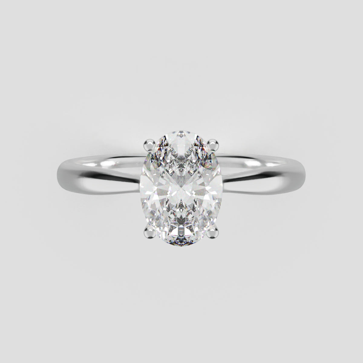 Abside, 1ct oval lab grown diamond engagement ring, Cathedral Plain Gallery, 18K white gold - front view