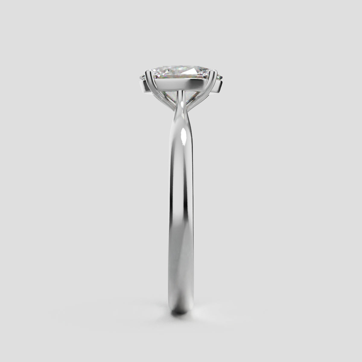 Abside, 1ct oval lab grown diamond engagement ring, Cathedral Plain Gallery, 18K white gold - side view