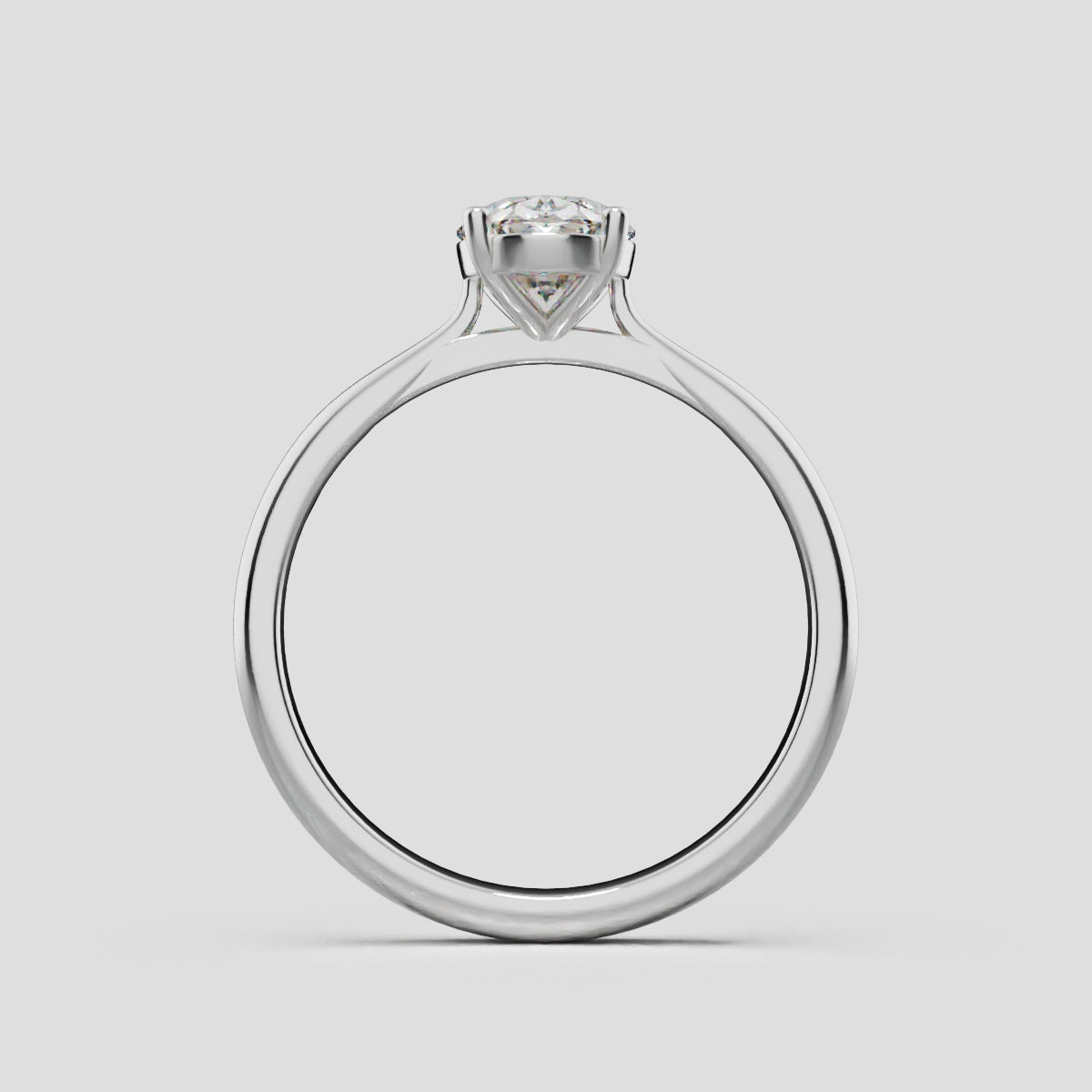 Abside, 1ct oval lab grown diamond engagement ring, Cathedral Plain Gallery, 18K white gold - through finger