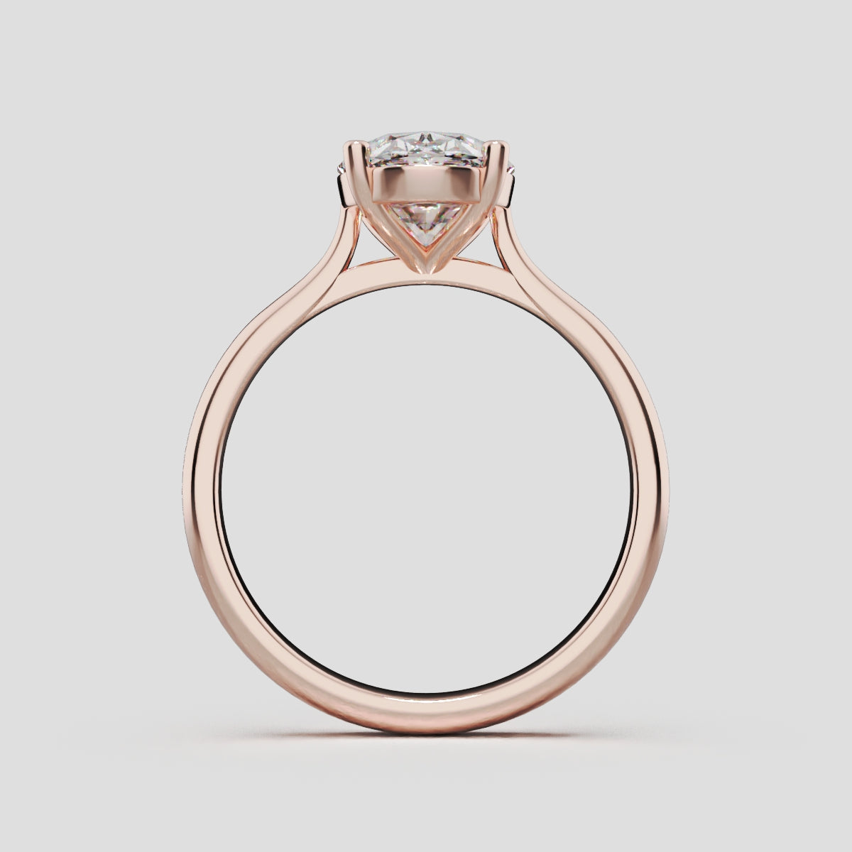Abside, 2ct oval lab grown diamond engagement ring, Cathedral Plain Gallery, 18K rose gold - through finger