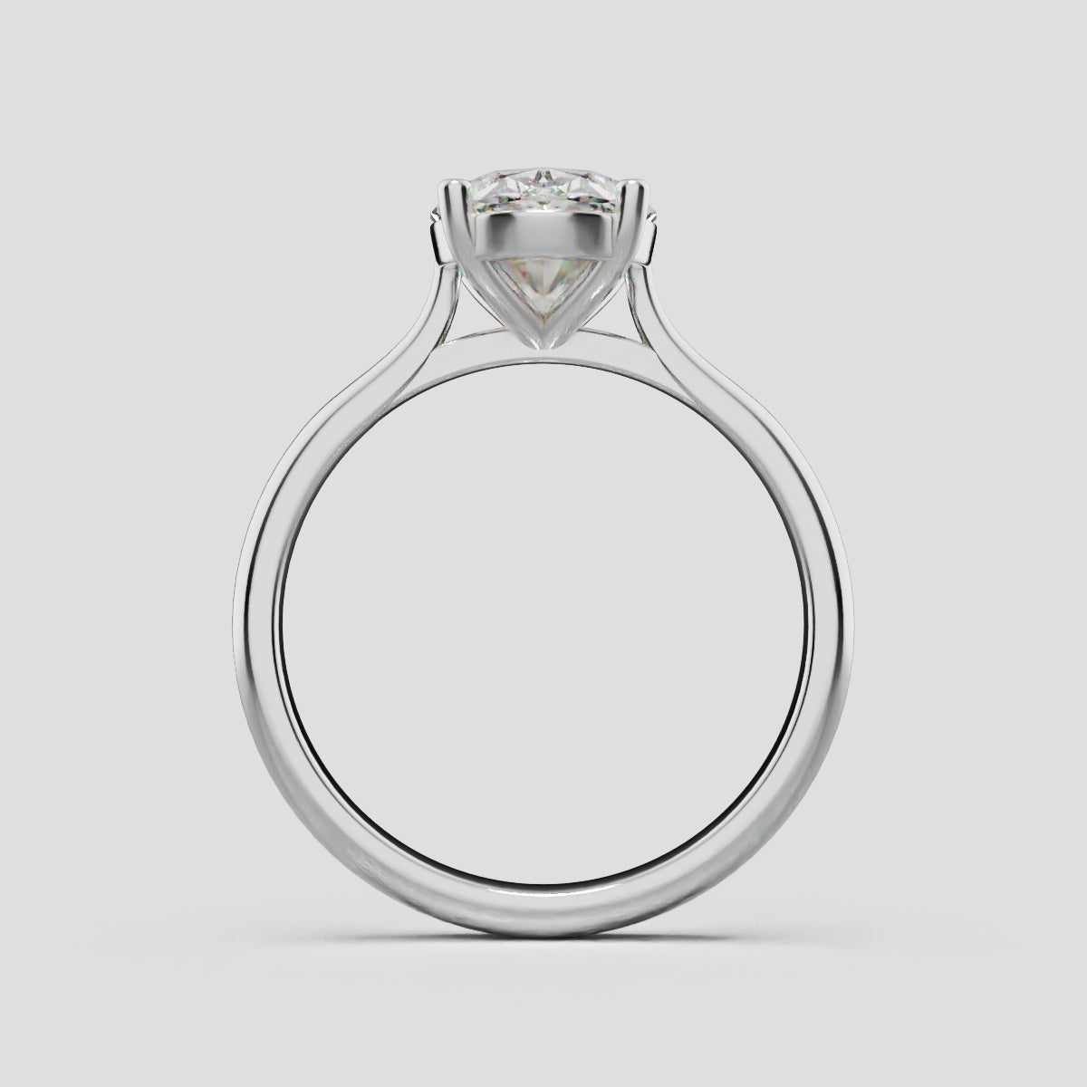 Abside, 2ct oval lab grown diamond engagement ring, Cathedral Plain Gallery, 18K white gold - through finger