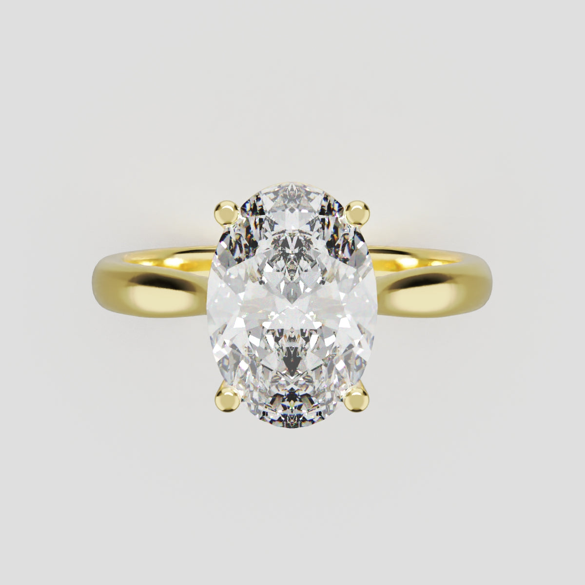 Abside, 2ct oval lab grown diamond engagement ring, Cathedral Plain Gallery, 18K yellow gold - front view