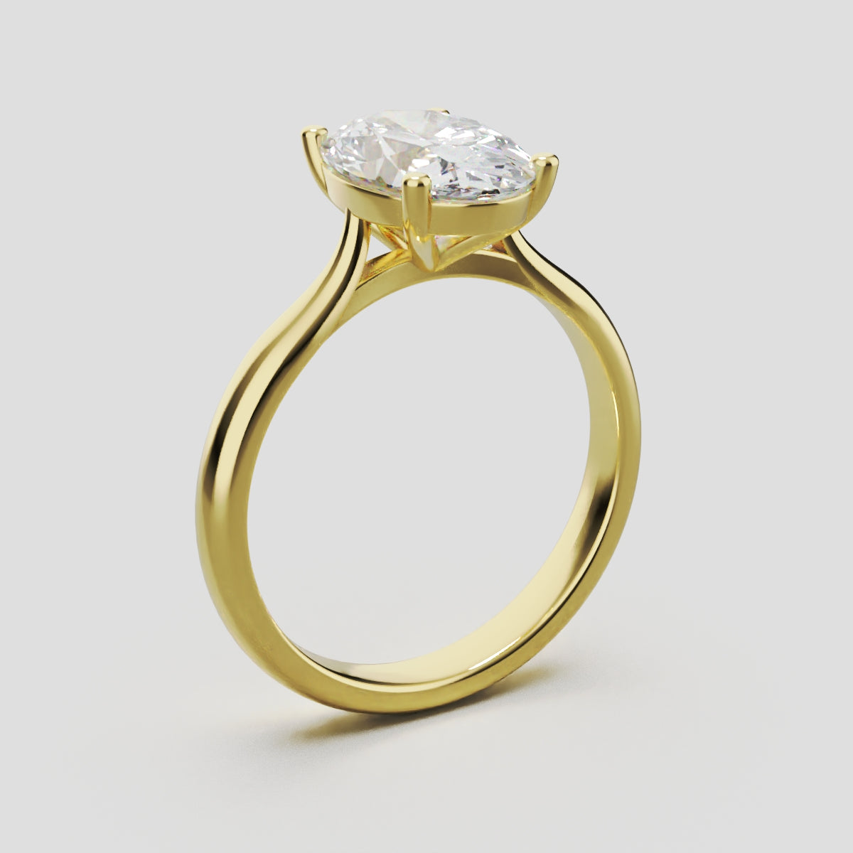 Abside, 2ct oval lab grown diamond engagement ring, Cathedral Plain Gallery, 18K yellow gold - ne