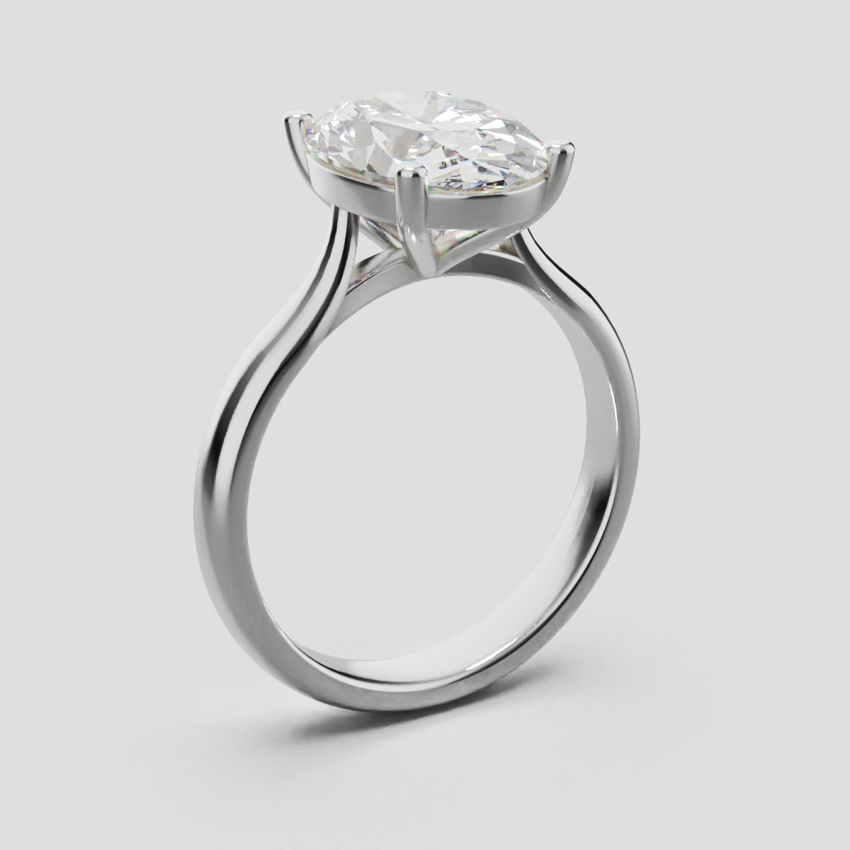 Abside, 3ct oval lab grown diamond engagement ring, Cathedral Plain Gallery, 18K white gold - ne