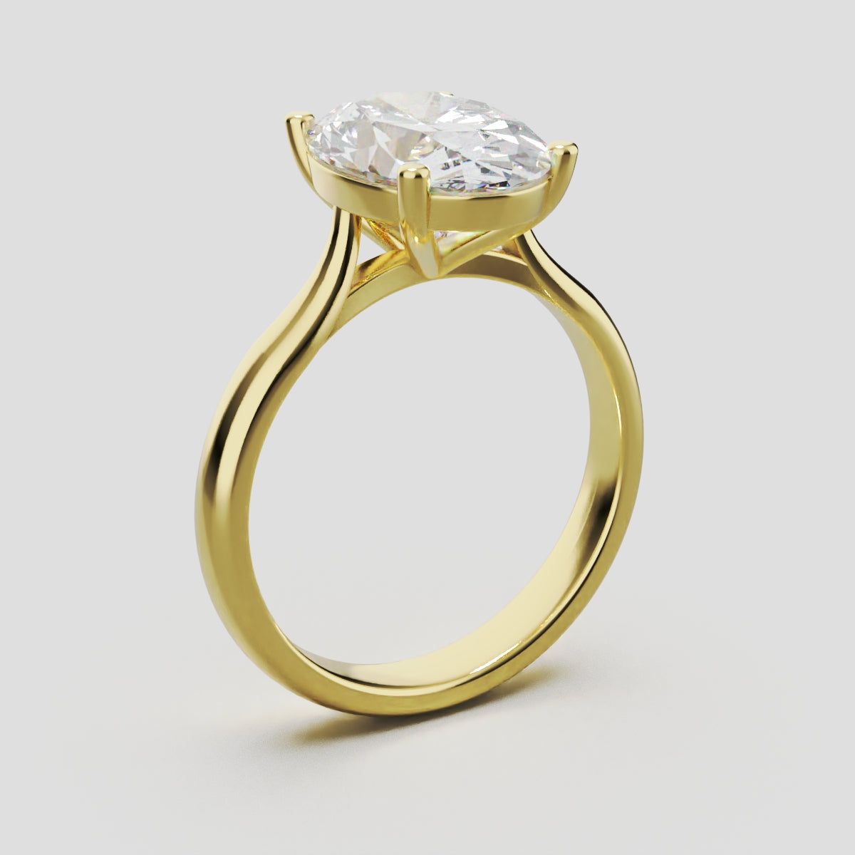 Abside, 3ct oval lab grown diamond engagement ring, Cathedral Plain Gallery, 18K yellow gold - ne