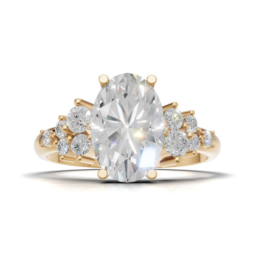 Sciame, 1.5ct oval lab grown diamond engagement ring, Cluster, 18K yellow gold - view 4