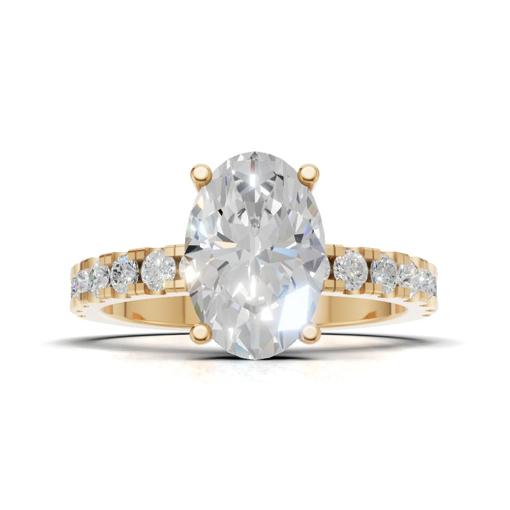 Penombra, 1.5ct oval lab grown diamond engagement ring, 2.0mm Pave, Hidden Halo, 18K yellow gold - view 4