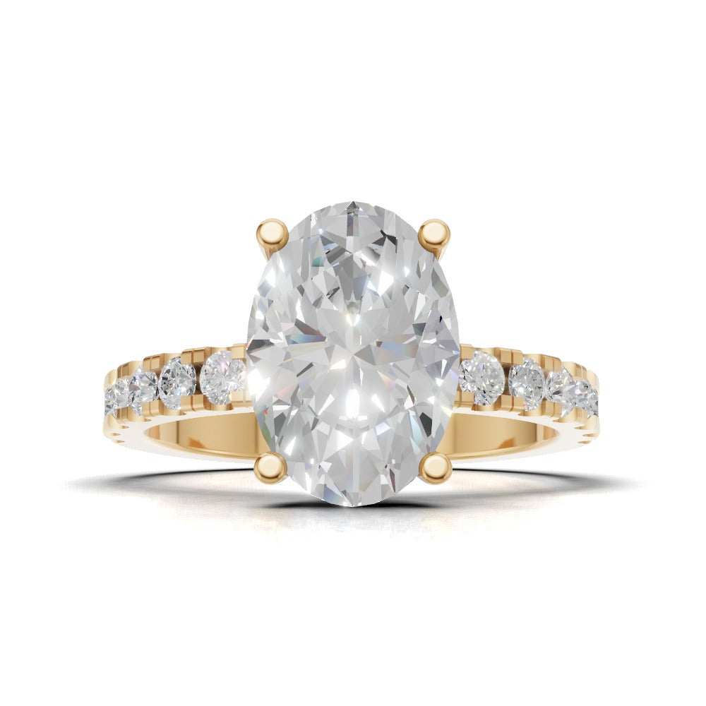 Penombra, 2ct oval lab grown diamond engagement ring, 2.0mm Pave, Hidden Halo, 18K yellow gold - view 4