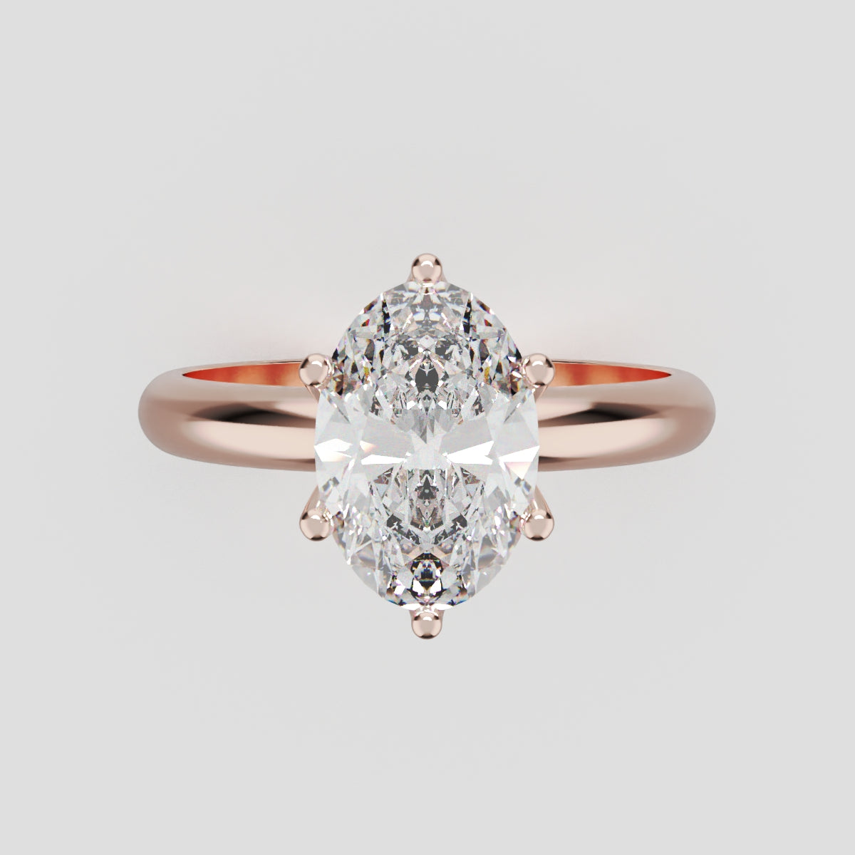 Calice, 1.5ct oval lab grown diamond engagement ring, Petal Set, 18K rose gold - front view