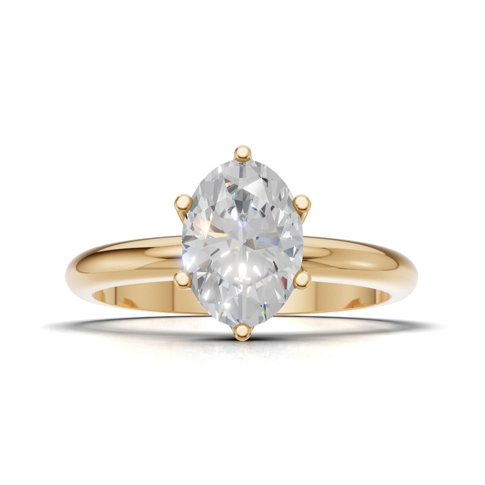 Calice, 1ct oval lab grown diamond engagement ring, Petal Set, 18K yellow gold - view 4