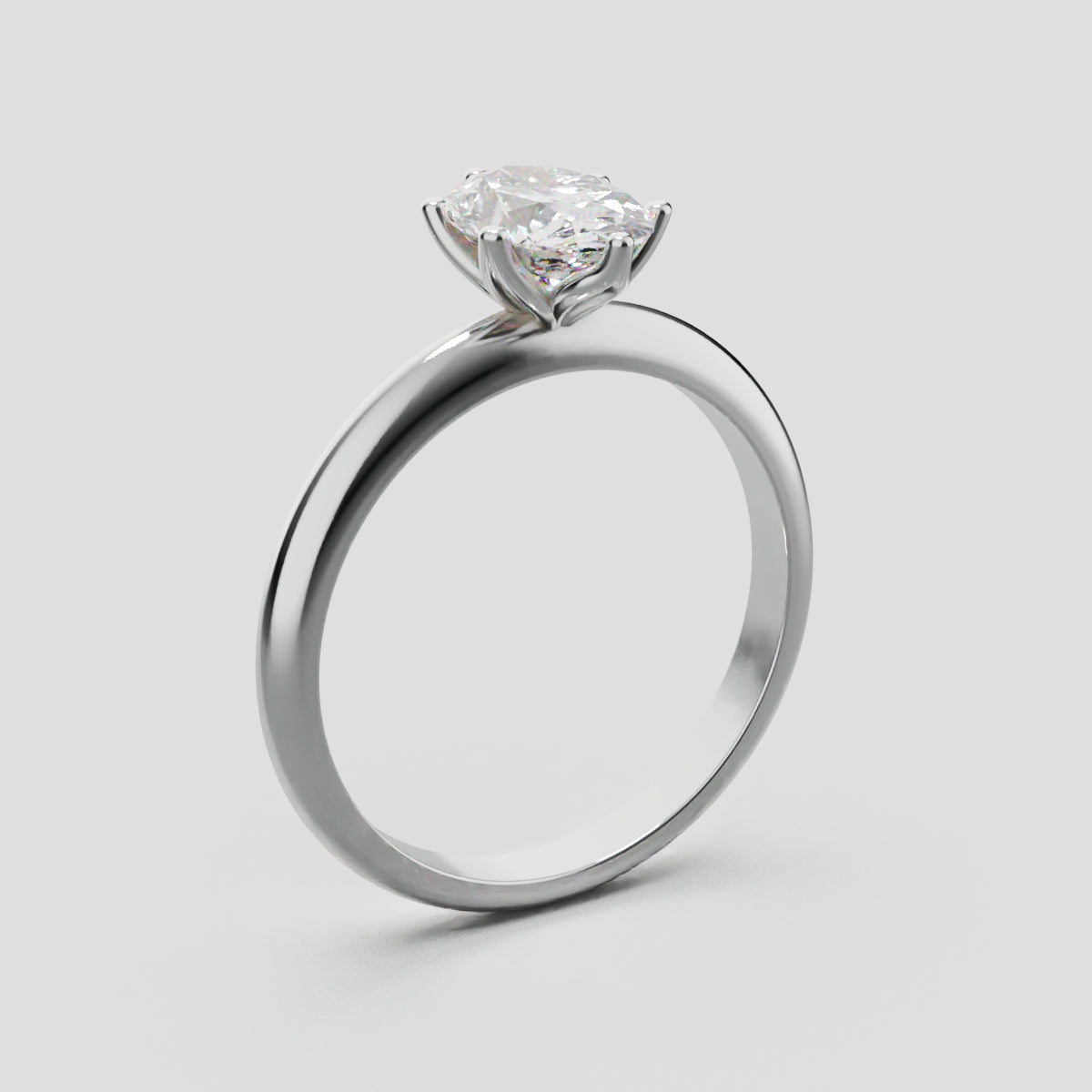 Calice, 1ct oval lab grown diamond engagement ring, Petal Set, 18K white gold - ne