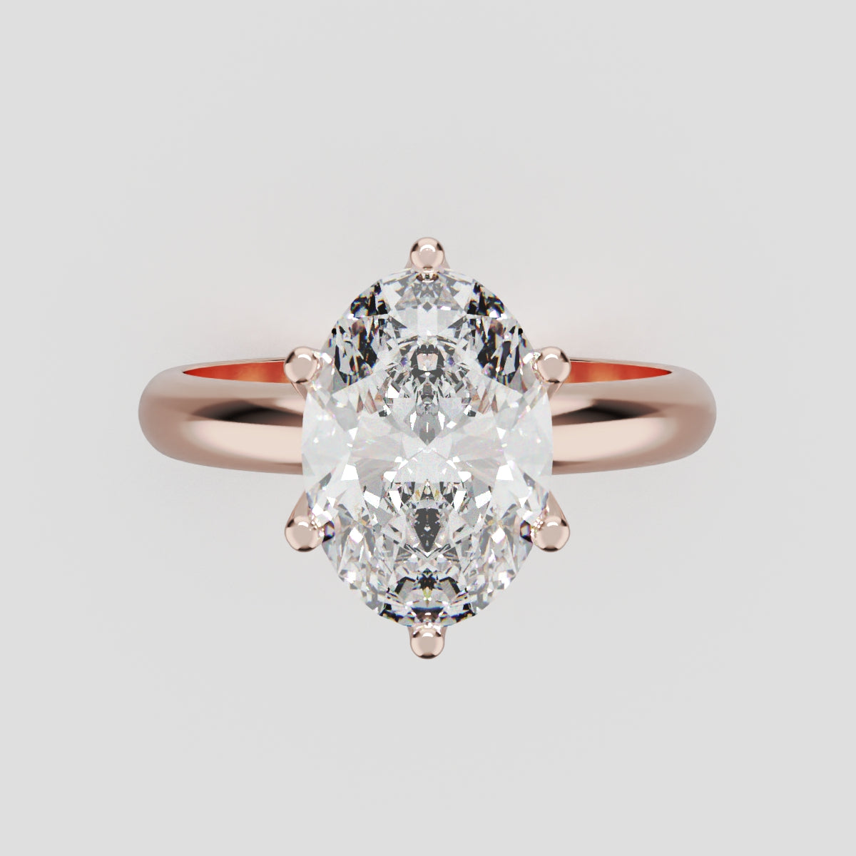 Calice, 2ct oval lab grown diamond engagement ring, Petal Set, 18K rose gold - front view