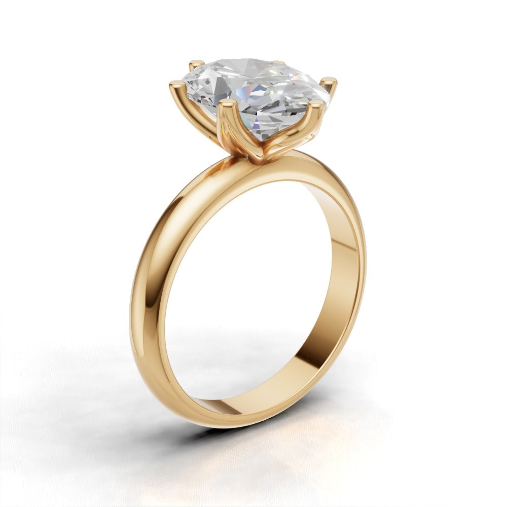 Calice, 3ct oval lab grown diamond engagement ring, Petal Set, 18K yellow gold - ne