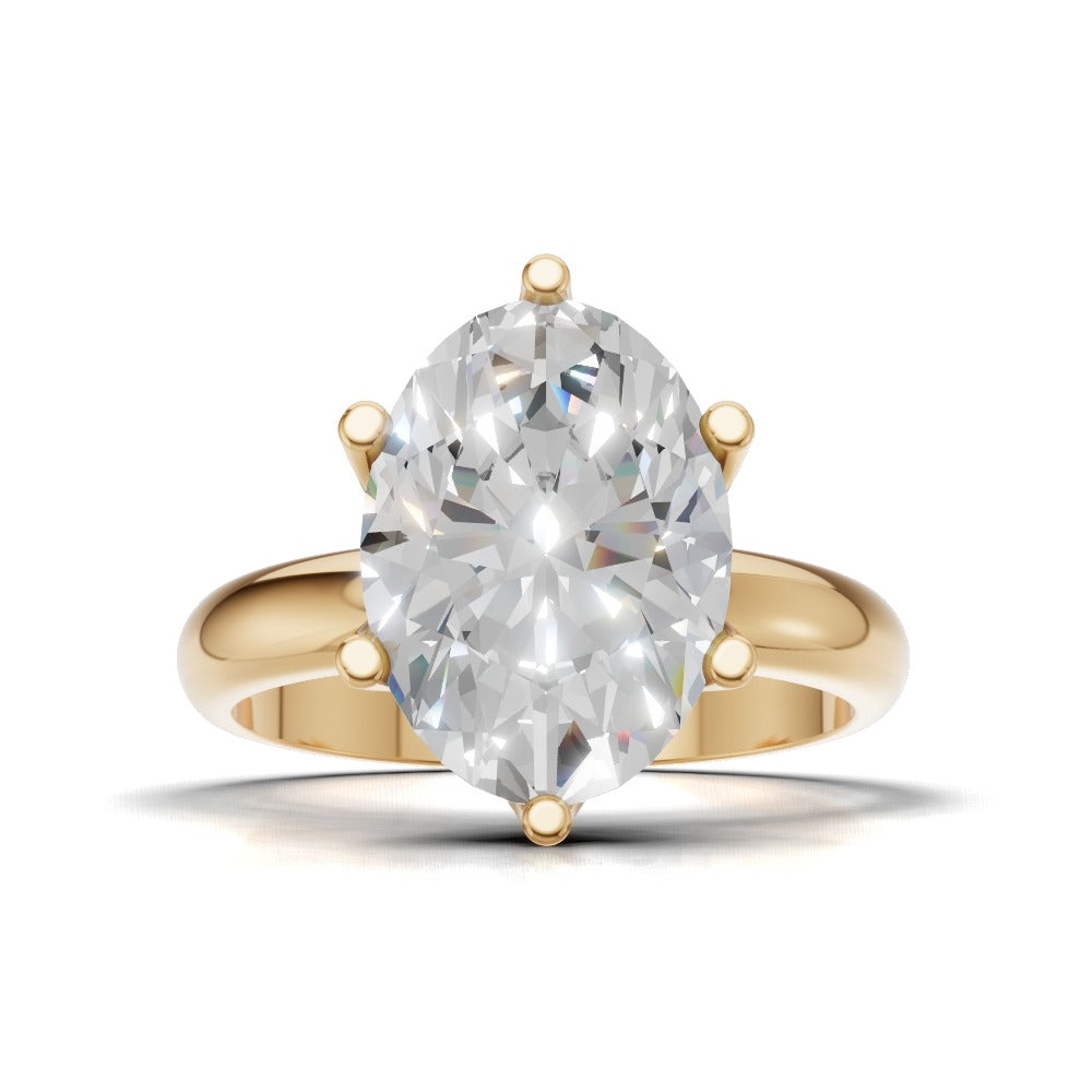 Calice, 3ct oval lab grown diamond engagement ring, Petal Set, 18K yellow gold - view 4
