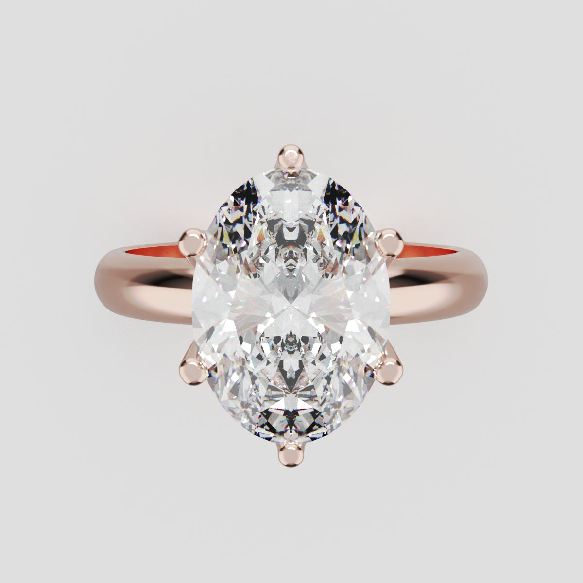 Calice, 3ct oval lab grown diamond engagement ring, Petal Set, 18K rose gold - front view