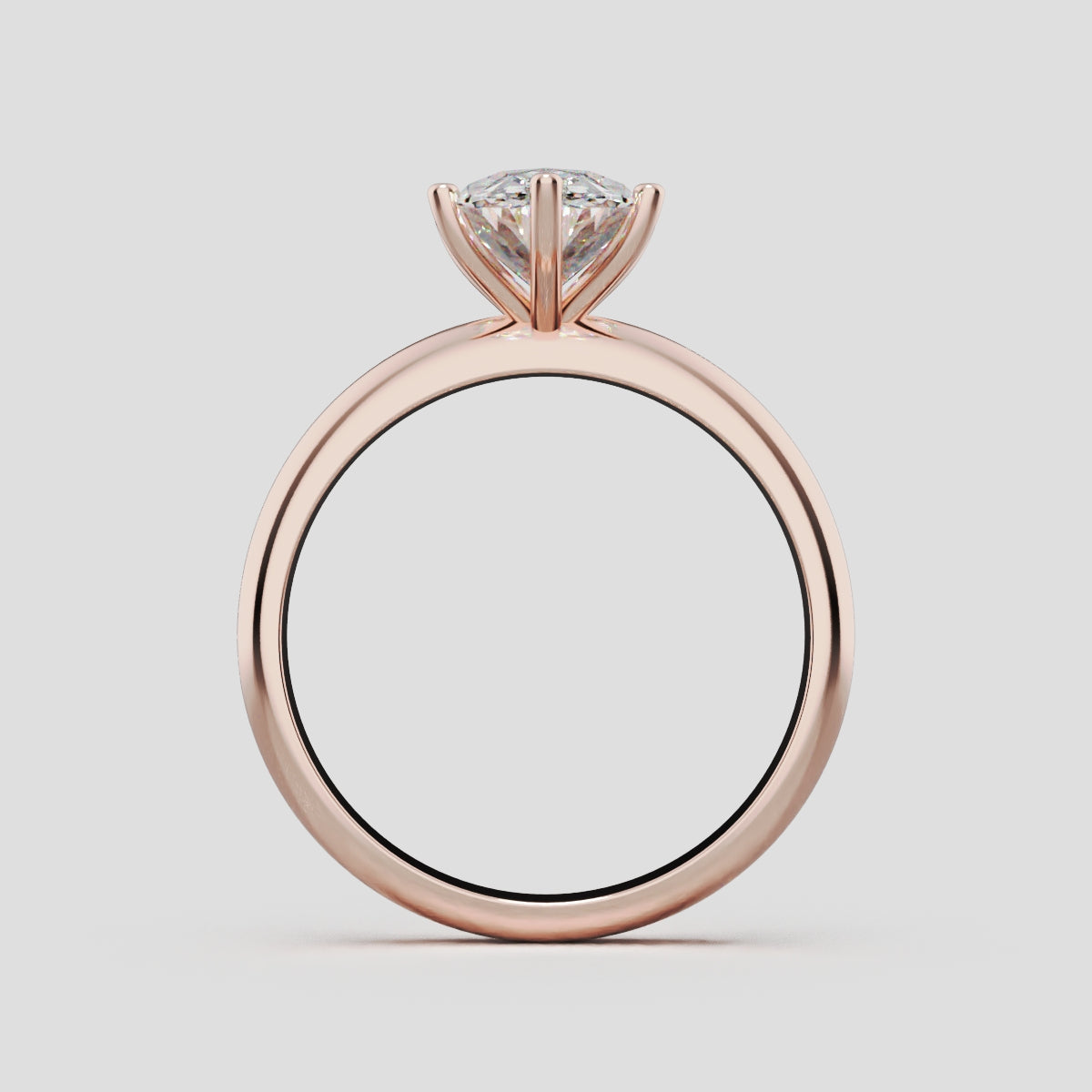 Sestante, 1.5ct oval lab grown diamond engagement ring, Plain Sides, 6 Prongs, 18K rose gold - through finger