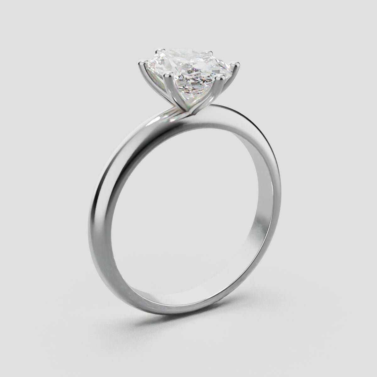 Sestante, 1.5ct oval lab grown diamond engagement ring, Plain Sides, 6 Prongs, 18K white gold - ne