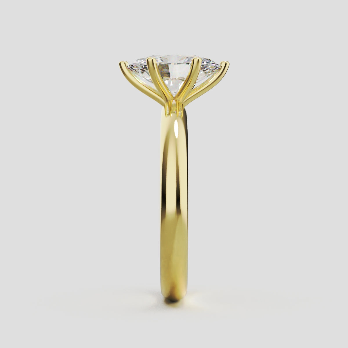 Sestante, 1.5ct oval lab grown diamond engagement ring, Plain Sides, 6 Prongs, 18K yellow gold - side view