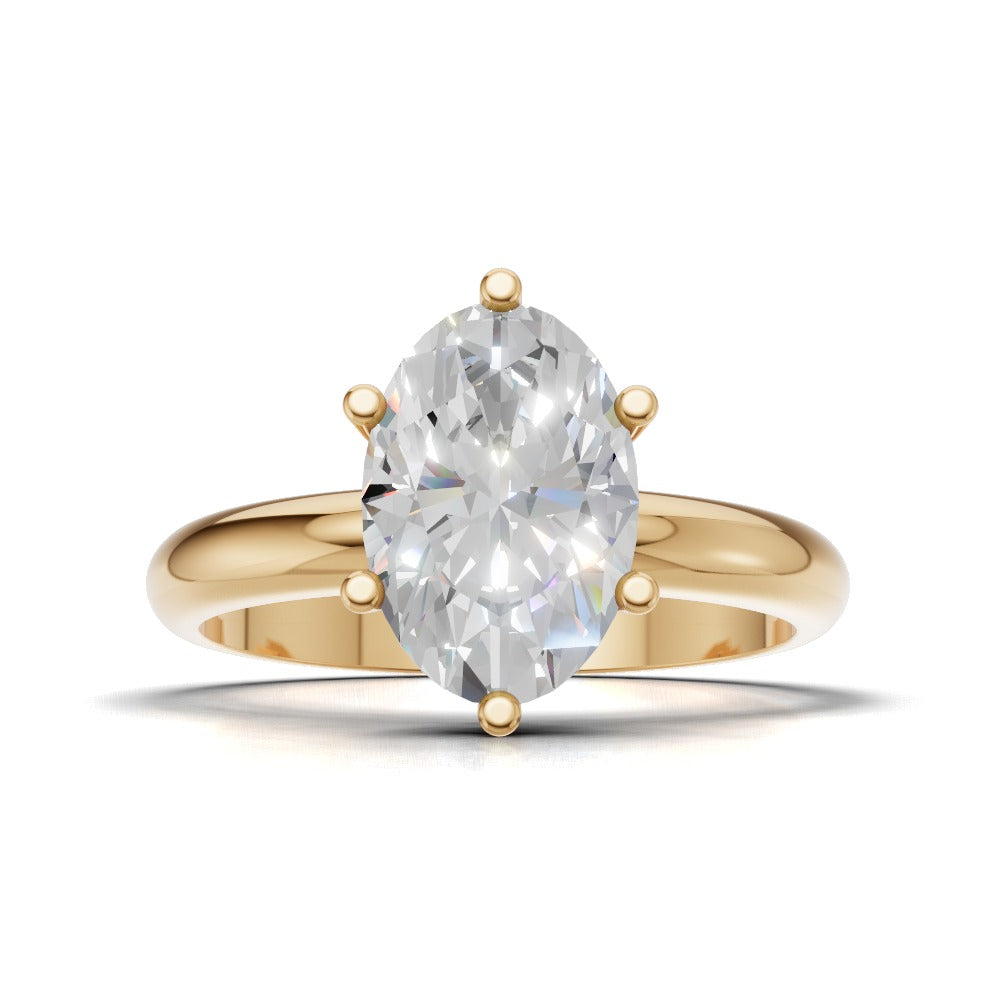 Sestante, 1.5ct oval lab grown diamond engagement ring, Plain Sides, 6 Prongs, 18K yellow gold - view 4