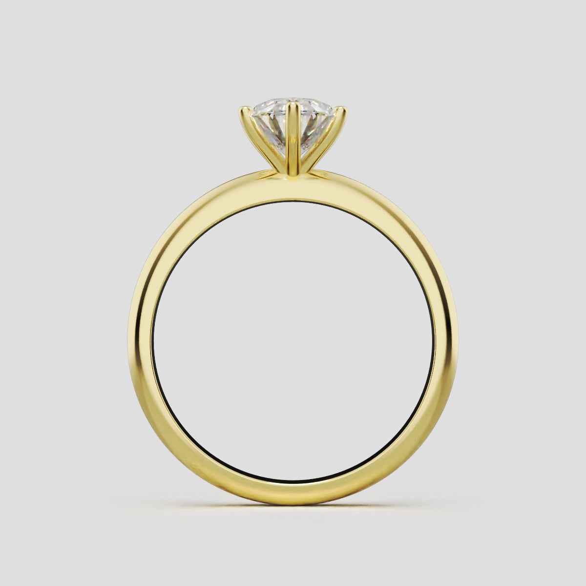 Sestante, 1ct oval lab grown diamond engagement ring, Plain Sides, 6 Prongs, 18K yellow gold - through finger