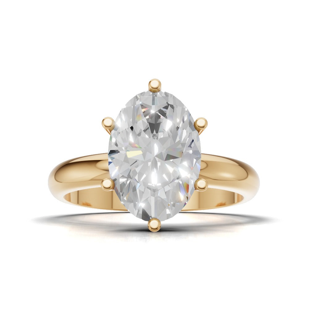 Sestante, 2ct oval lab grown diamond engagement ring, Plain Sides, 6 Prongs, 18K yellow gold - view 4