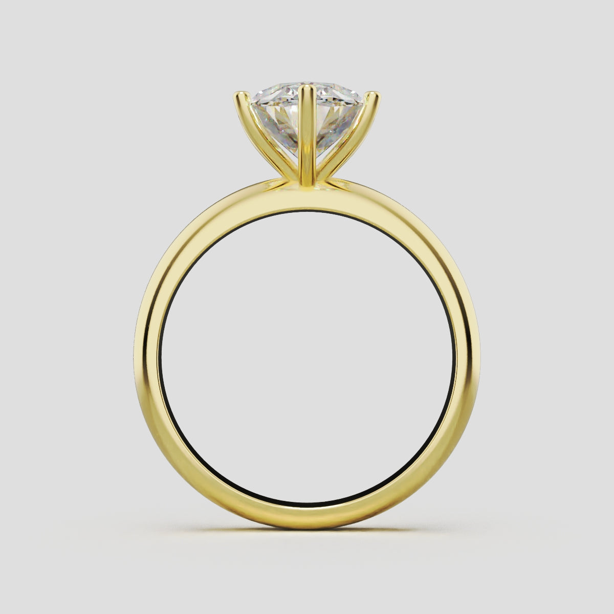 Sestante, 2ct oval lab grown diamond engagement ring, Plain Sides, 6 Prongs, 18K yellow gold - through finger