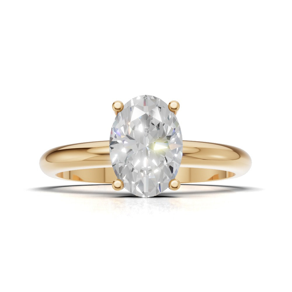 Riserbo, 1ct oval lab grown diamond engagement ring, Plain Sides, Hidden Halo, 18K yellow gold - view 4