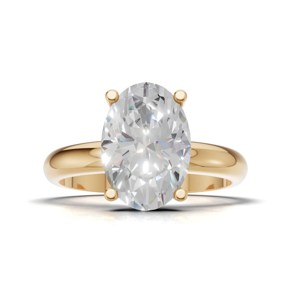 Riserbo, 2ct oval lab grown diamond engagement ring, Plain Sides, Hidden Halo, 18K yellow gold - view 4