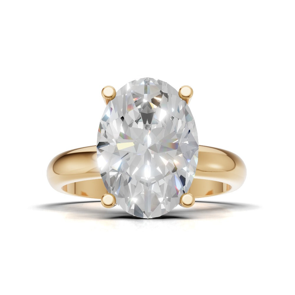 Riserbo, 3ct oval lab grown diamond engagement ring, Plain Sides, Hidden Halo, 18K yellow gold - view 4