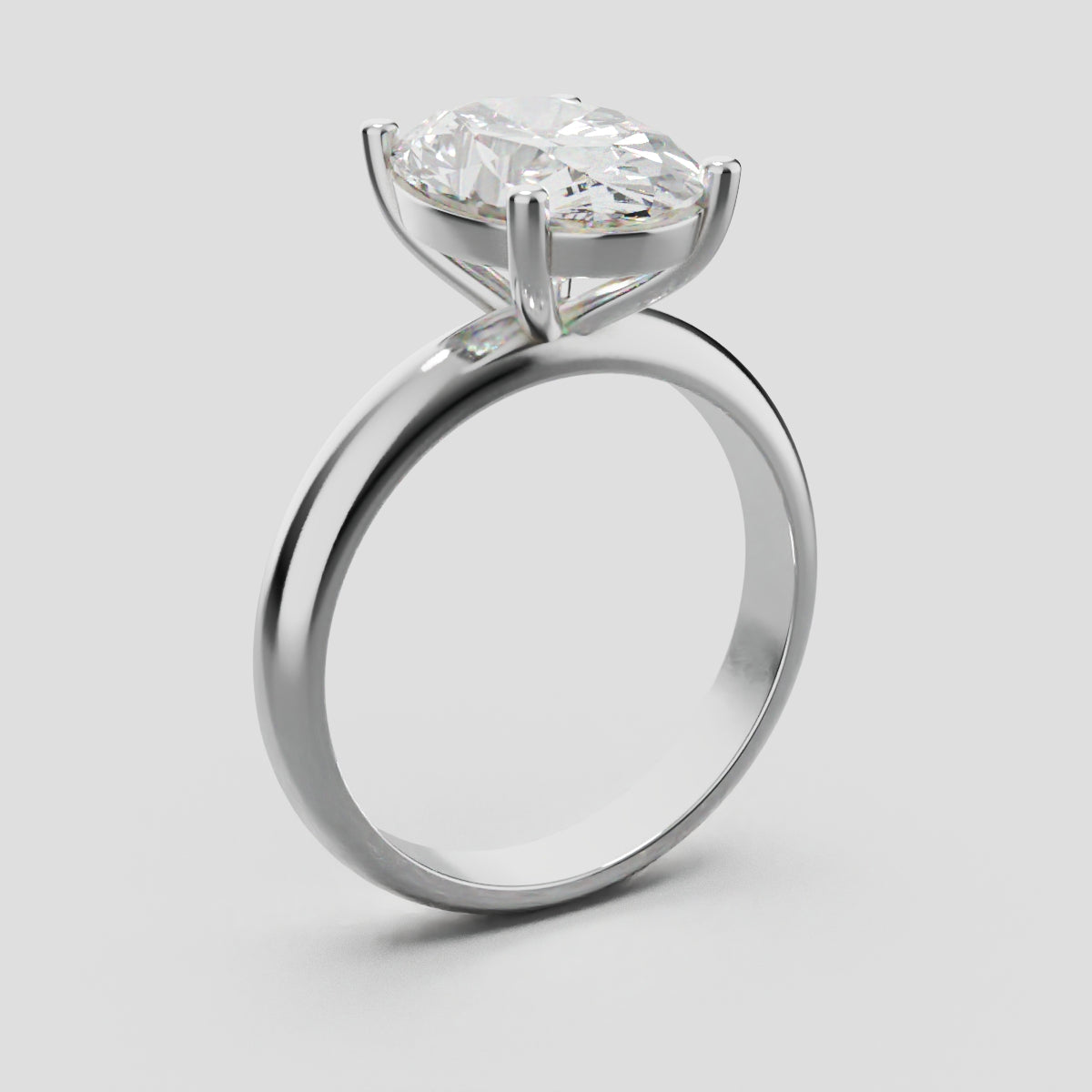 Candore, 3ct oval lab grown diamond engagement ring, Plain Sides, Plain Gallery, 18K white gold - ne