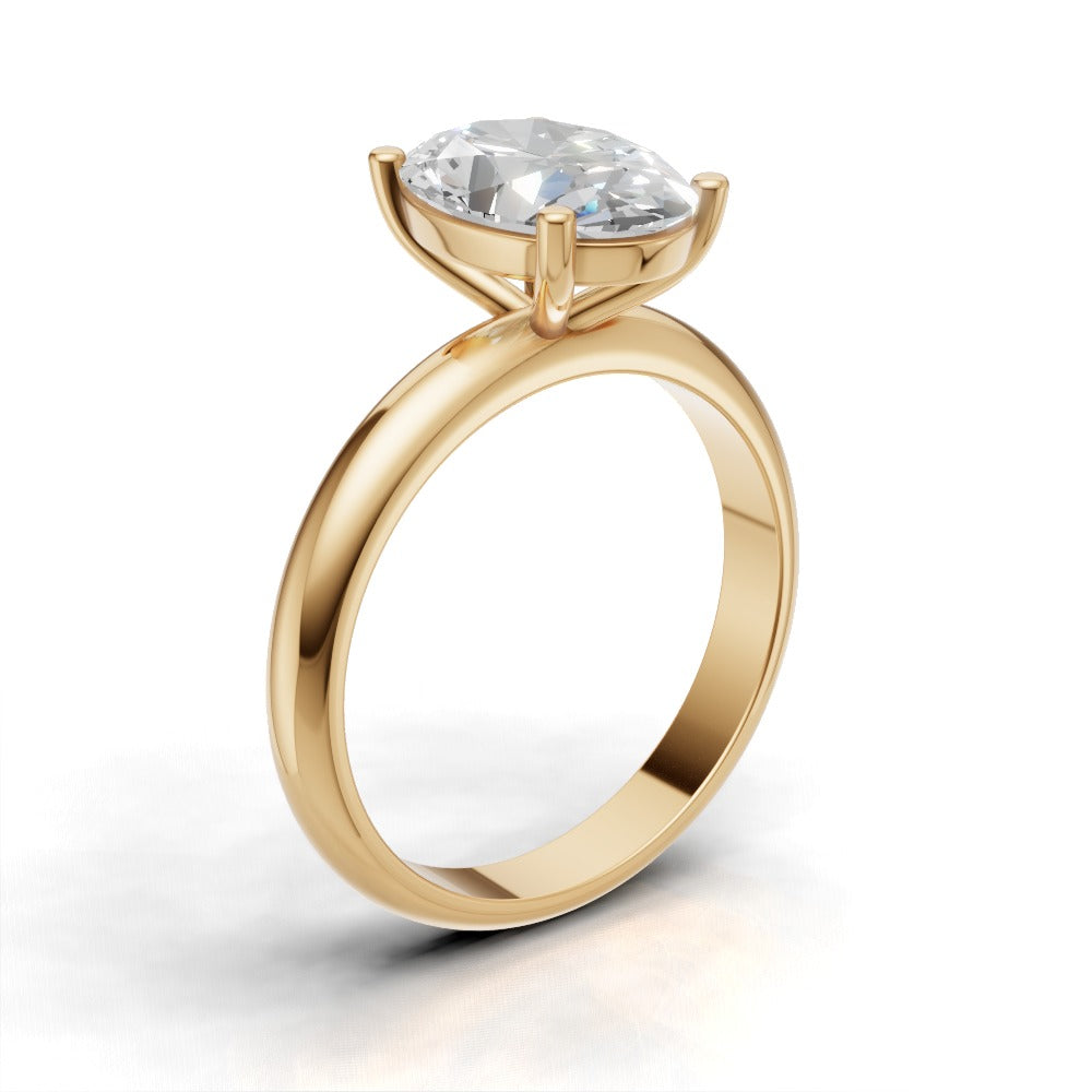 Candore, 2ct oval lab grown diamond engagement ring, Plain Sides, Plain Gallery, 18K yellow gold - ne