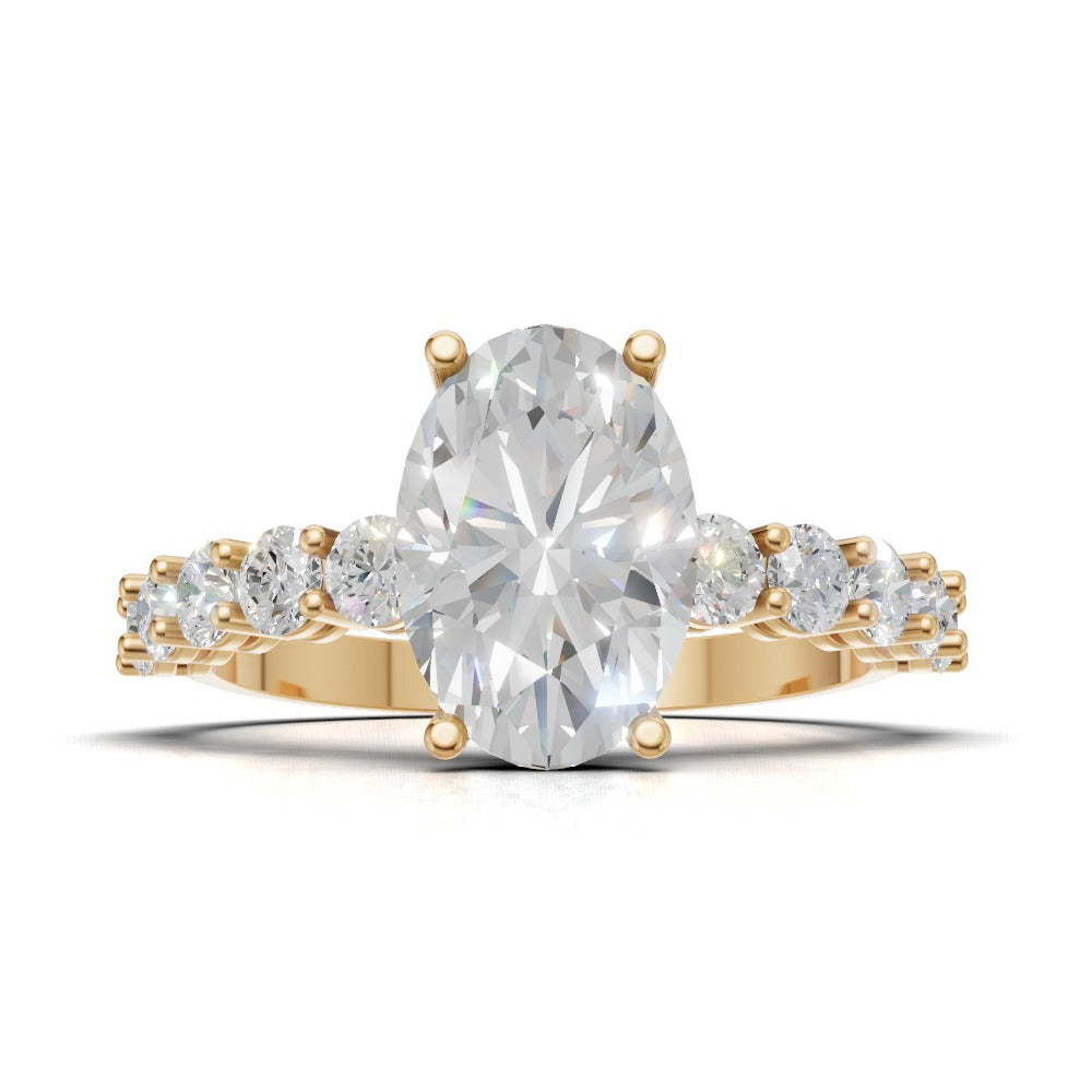 Rivo, 1.5ct oval lab grown diamond engagement ring, 2.5mm Side Stones, 18K yellow gold - view 4
