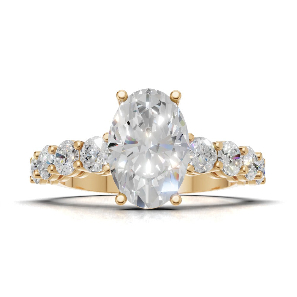 Fiume, 1.5ct oval lab grown diamond engagement ring, 3mm Side Stones, 18K yellow gold - view 4