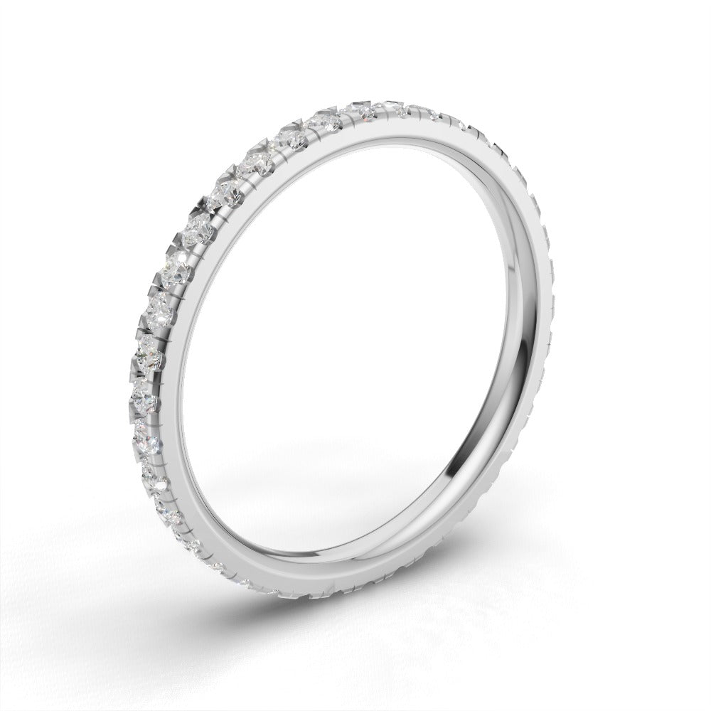 Full Eternity Pave 1.5mm lab grown diamond wedding band, 18K white gold - ne