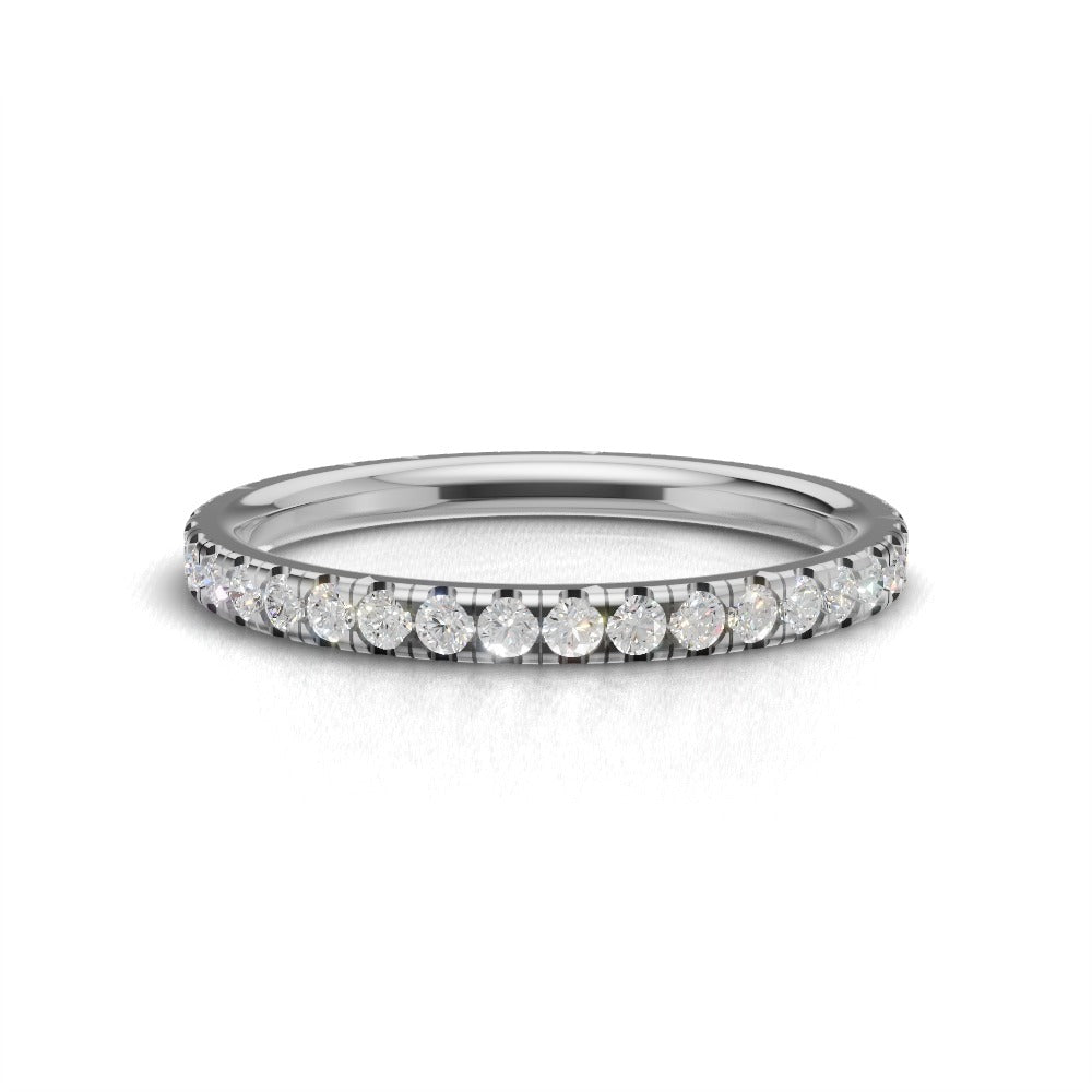 Full Eternity Pave 1.5mm lab grown diamond wedding band, 18K white gold - view 4