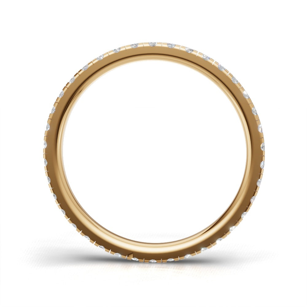 Full Eternity Pave 1.5mm lab grown diamond wedding band, 18K yellow gold - see through