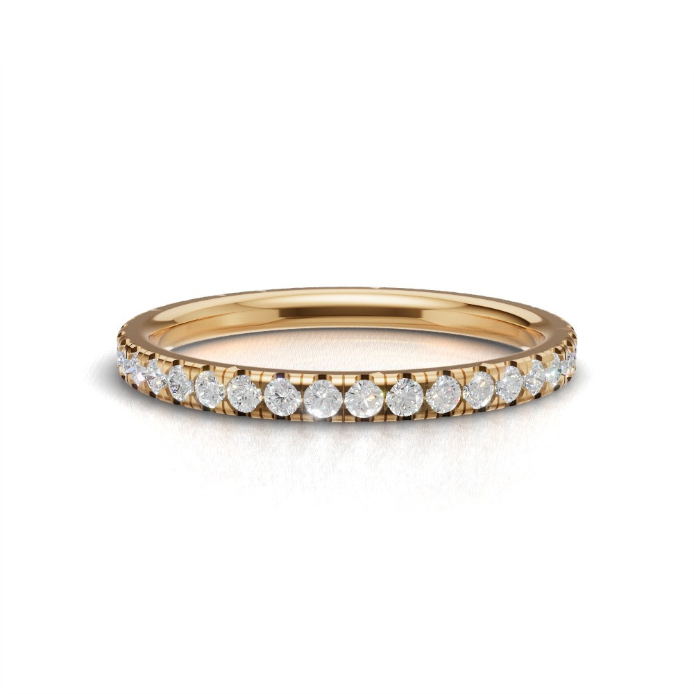 Full Eternity Pave 1.5mm lab grown diamond wedding band, 18K yellow gold - view 4