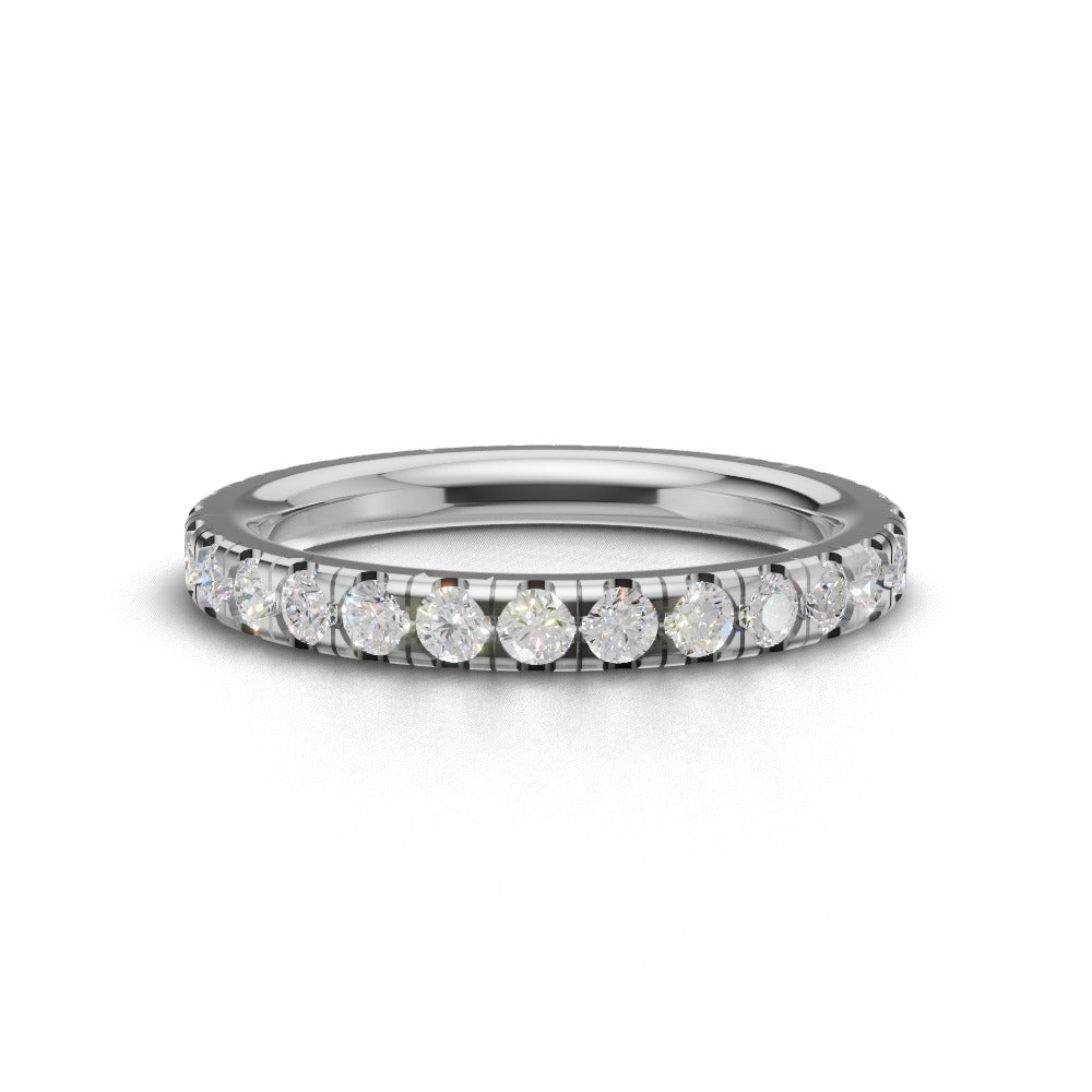 Full Eternity Pave 1.7mm lab grown diamond wedding band, 18K white gold - view 4