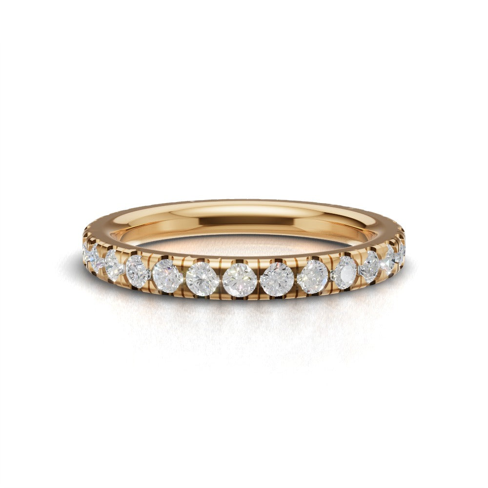 Full Eternity Pave 1.7mm lab grown diamond wedding band, 18K yellow gold - view 4