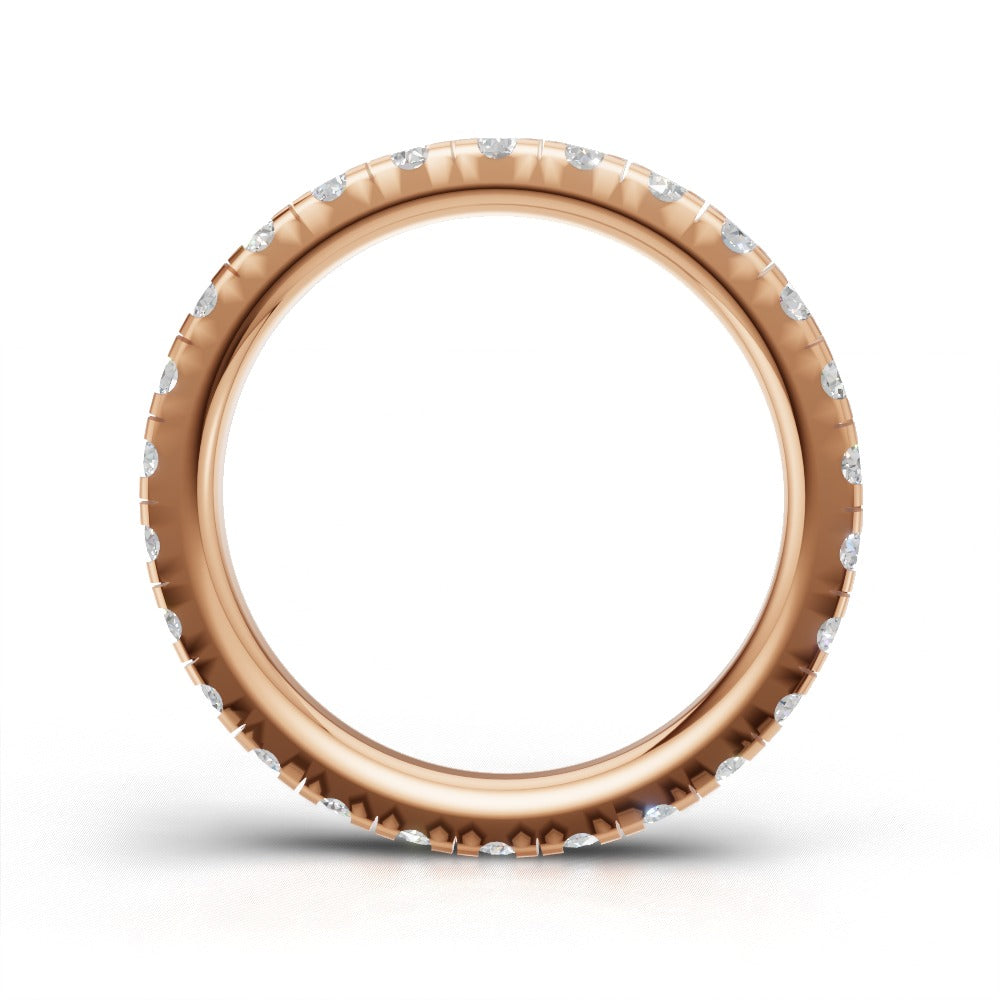 Full Eternity Pave 2.2mm lab grown diamond wedding band, 18K rose gold - see through