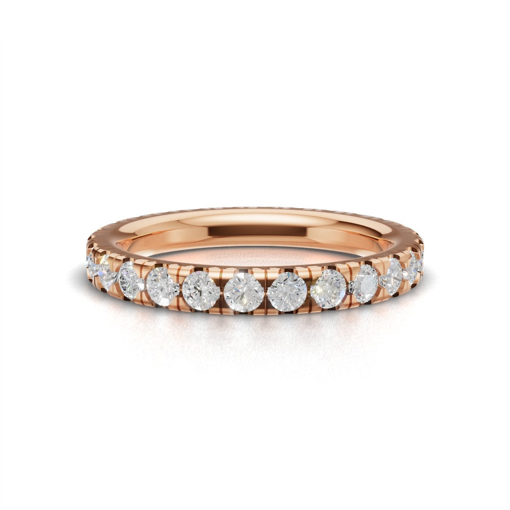Full Eternity Pave 2.2mm lab grown diamond wedding band, 18K rose gold - view 4