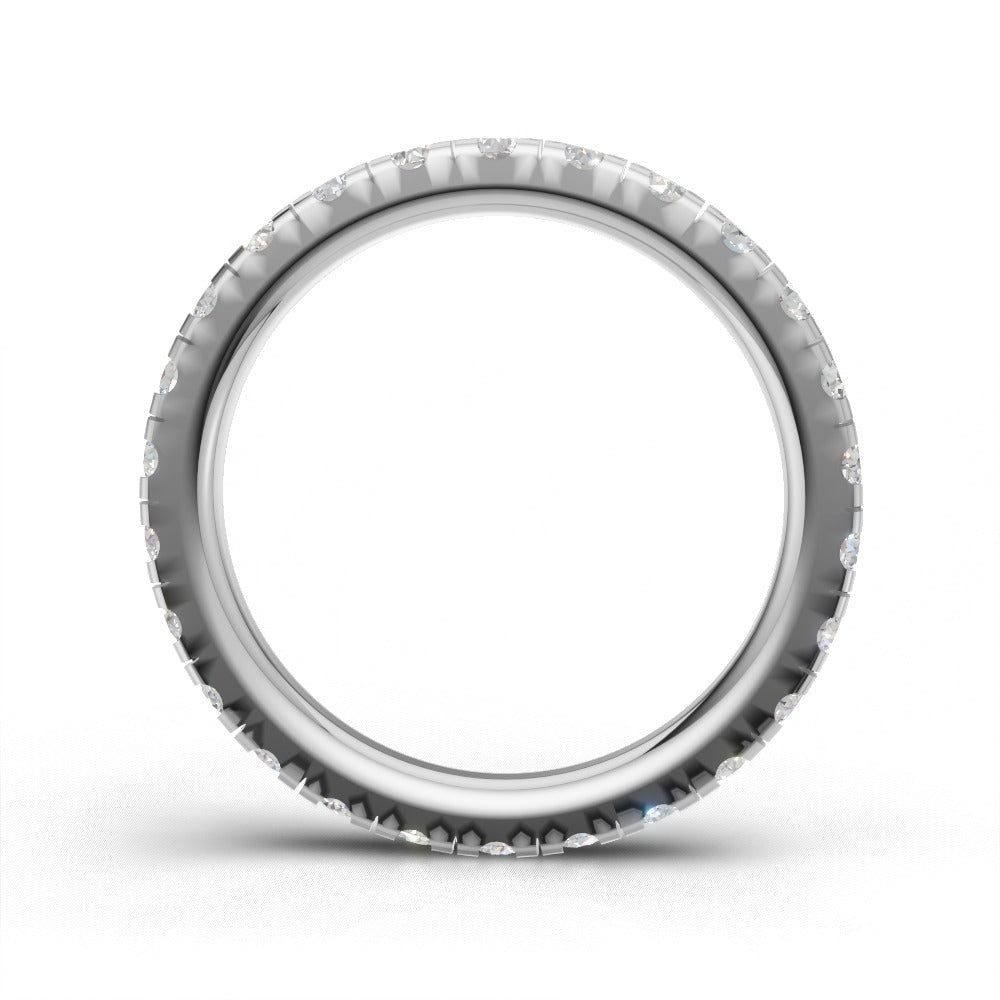 Full Eternity Pave 2.2mm lab grown diamond wedding band, 18K white gold - see through