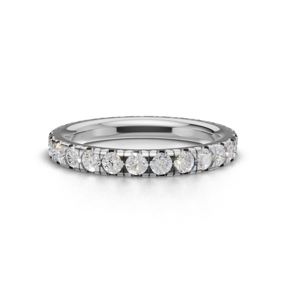 Full Eternity Pave 2.2mm lab grown diamond wedding band, 18K white gold - view 4