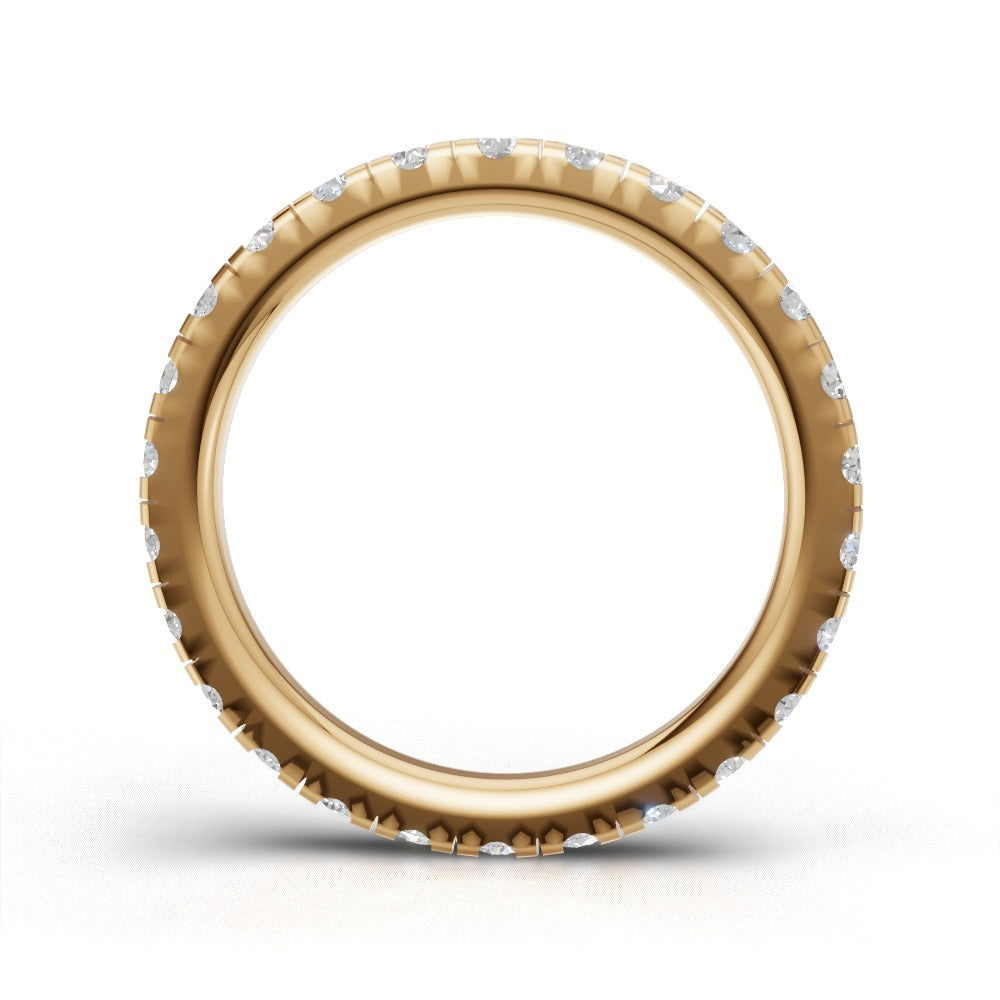 Full Eternity Pave 2.2mm lab grown diamond wedding band, 18K yellow gold - see through