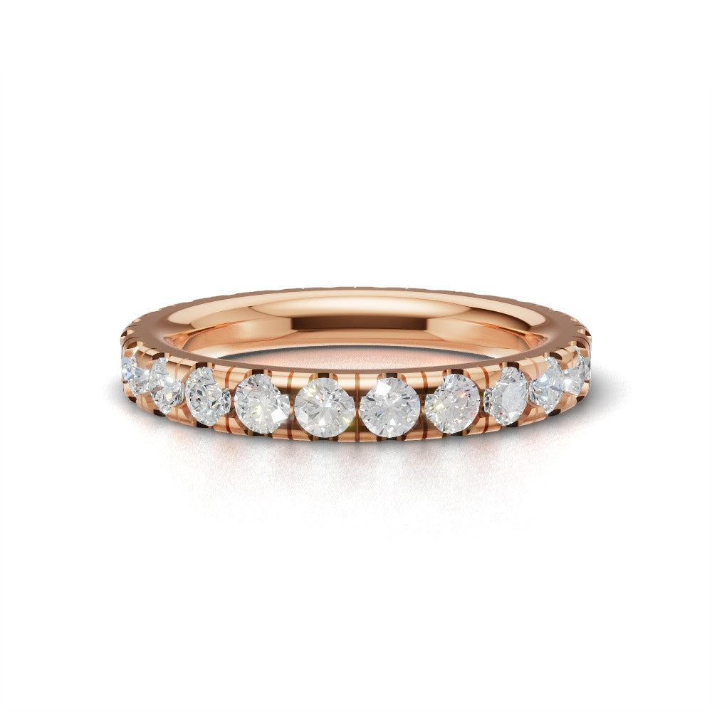 Full Eternity Pave 2.5mm lab grown diamond wedding band, 18K rose gold - view 4