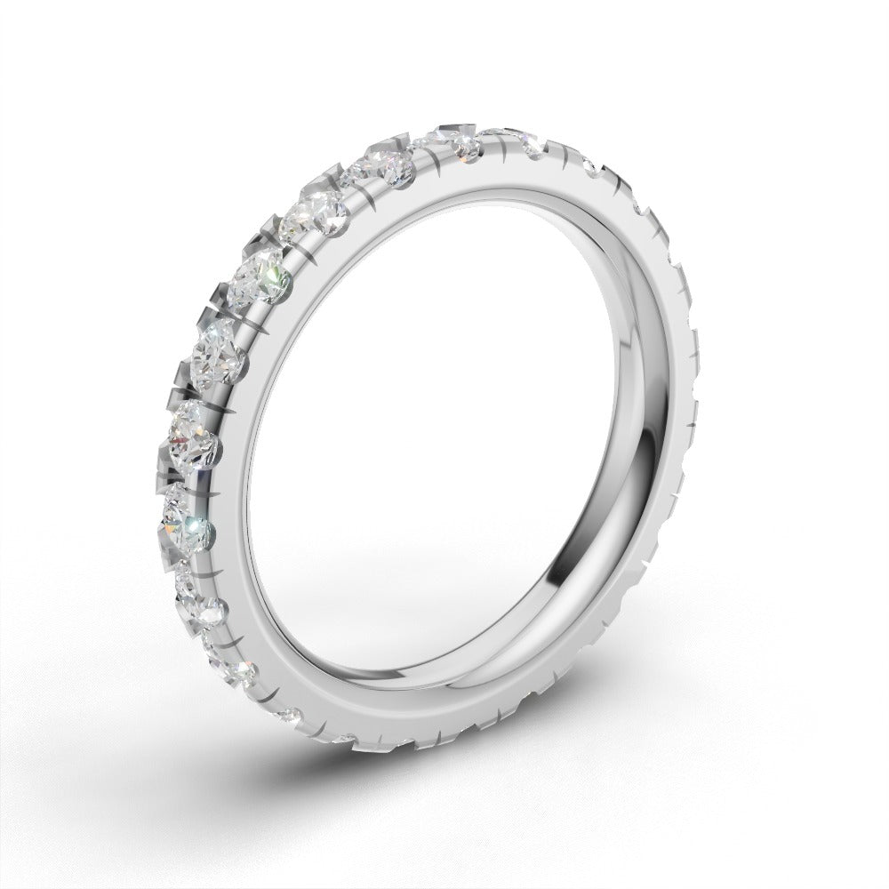 Full Eternity Pave 2.5mm lab grown diamond wedding band, 18K white gold - ne