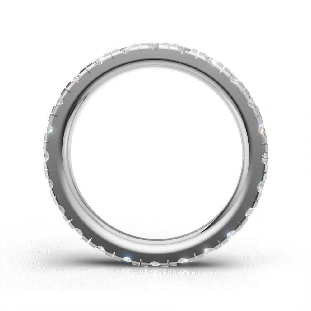 Full Eternity Pave 2.5mm lab grown diamond wedding band, 18K white gold - see through